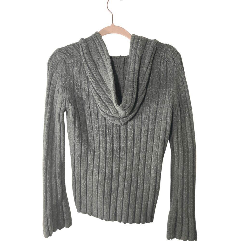 Express Women's Wool Heathered Gray Rug Carpet Patterned Texture Hoodie - Picture 4 of 5